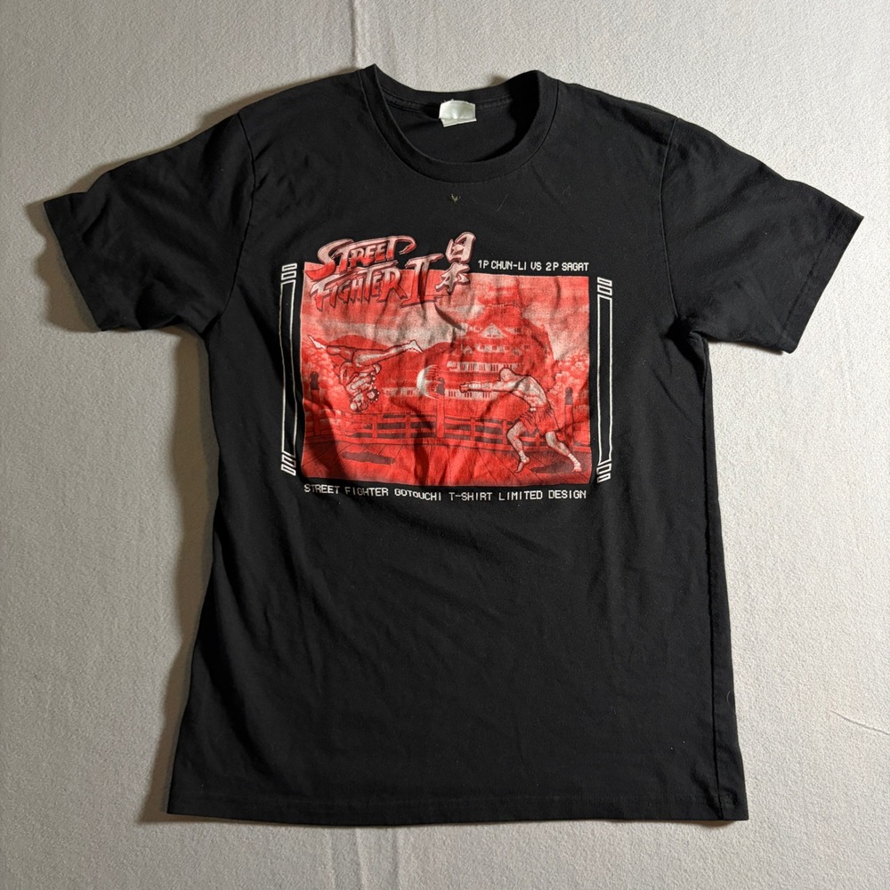 Street Fighter II Gotouchi Limited Design T-Shirt Black Mens Large Chun-Li Sagat
